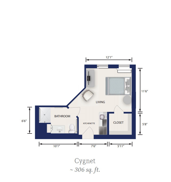 Floor Plan Cygnet - Independent Assisted Living Aravilla Sarasota