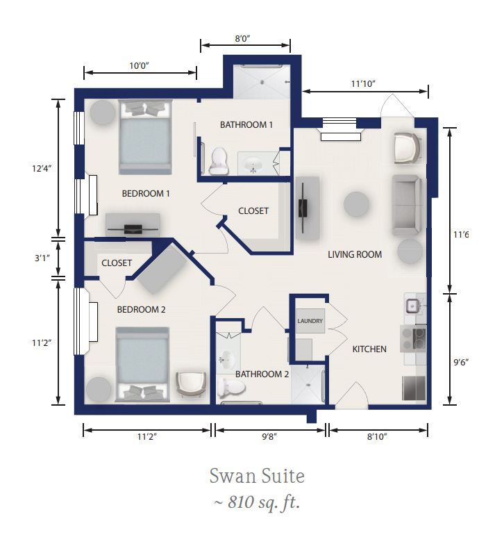 Floor Plan Swan Suite - Independent Assisted Living Aravilla Sarasota