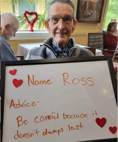 memory care resident with Valentines message