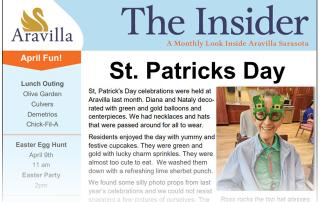 Aravilla Sarasota Memory Care newsletter April 2023