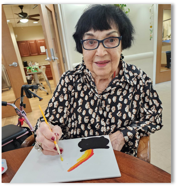 memory care resident painting