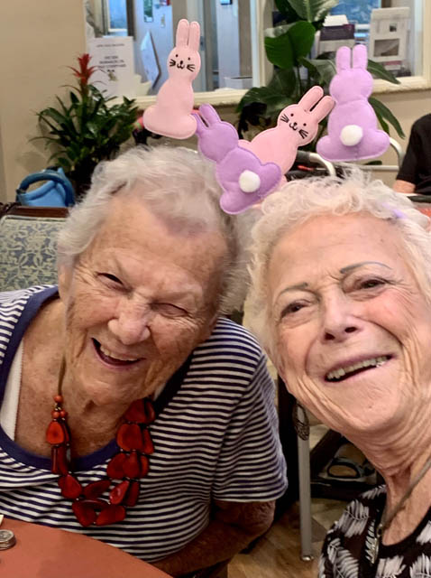 senior residents MYRTLE & MAGGIE laughing