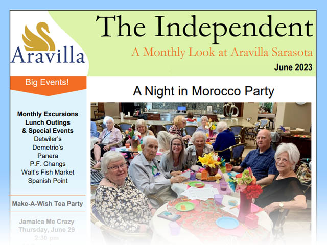 Aravilla Sarasota Assisted Living newsletter image
