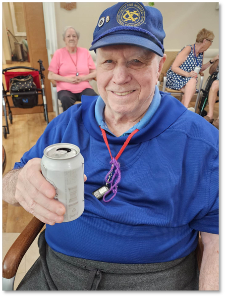 memory care resident cheering
