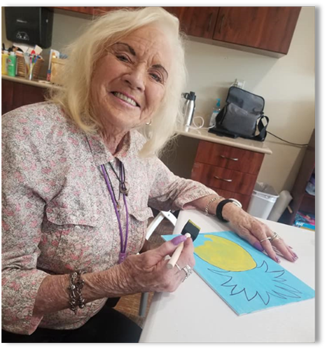 memory care resident painting