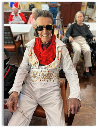 memory care resident in Elvis costume