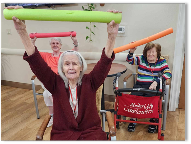 memory care residents exercising