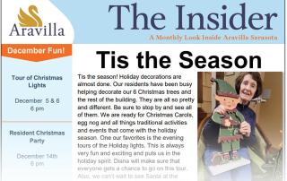 Aravilla Sarasota Memory Care newsletter image December