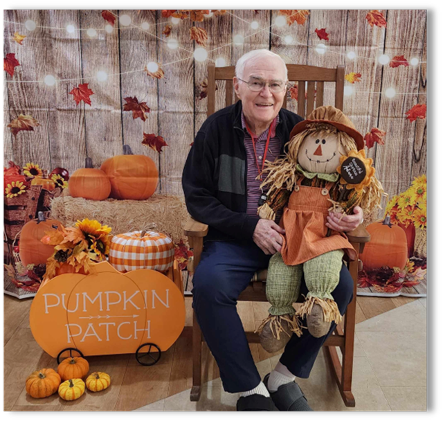 memory care resident Bob at Thanksgiving