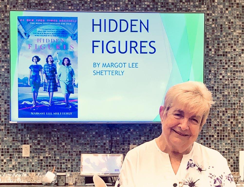 assisted living resident Joyce presenting Hidden Figures