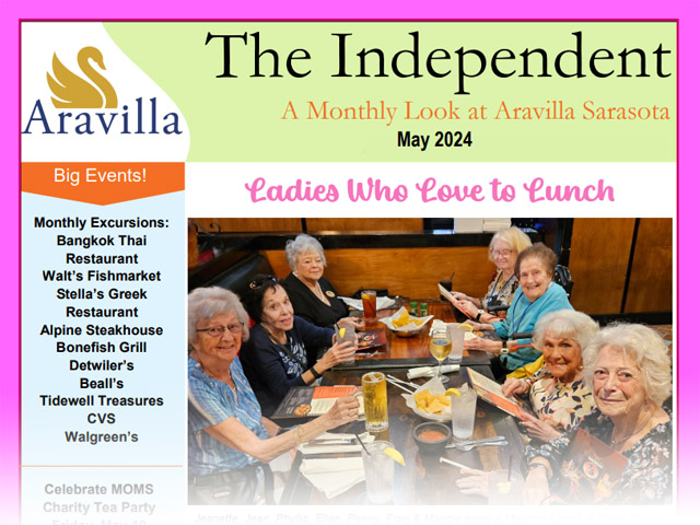 assisted living newsletter Aravilla Sarasota May 2024 image