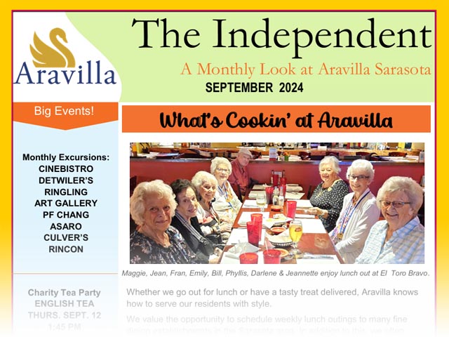 Aravilla Sarasota assisted living newsletter image Sept 2024