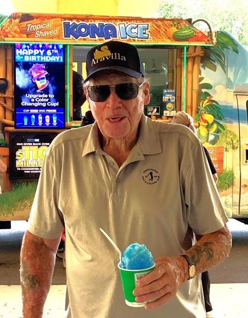 happy assisted living resident with ice cream