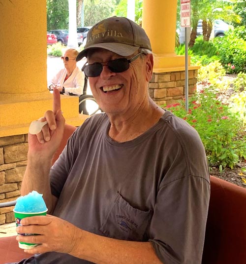 happy assisted living resident with slurpy