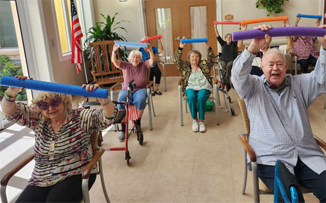 memory care residents exercising