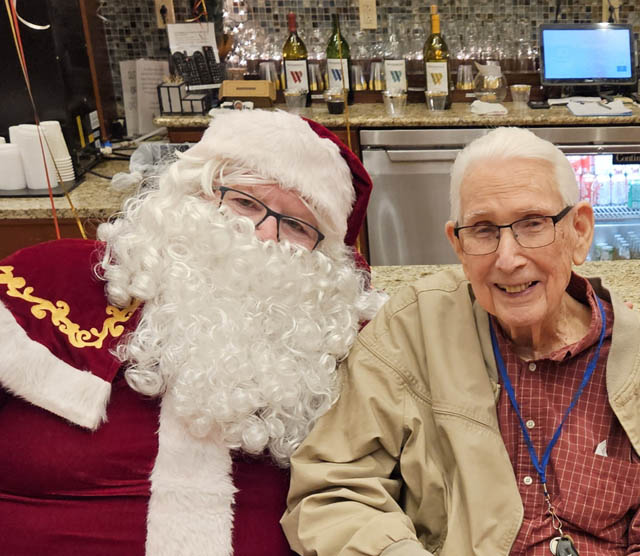 assisted living resident visit with Santa