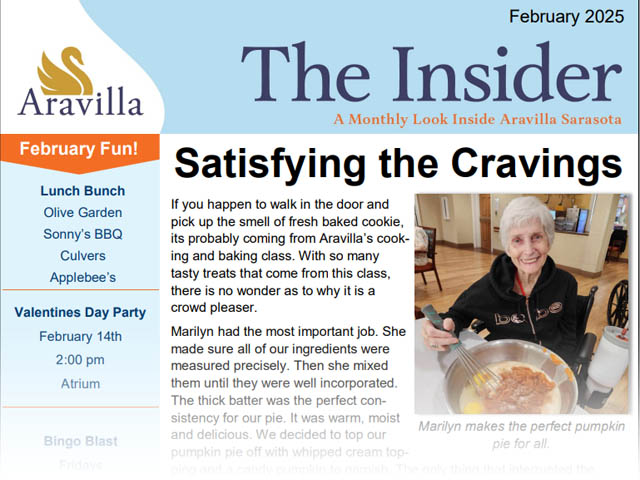 memory care newsletter Aravilla Sarasota FEB image