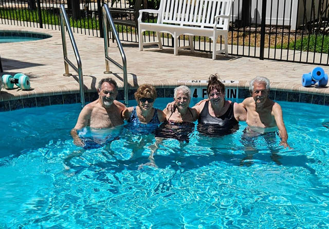 assisted living residents water aerobics class assisted living residents water aerobics class