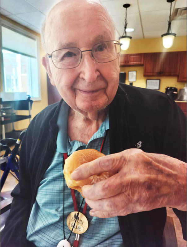 senior resident savoring a bite