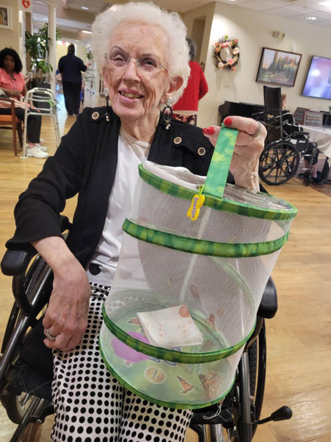 memory care resident with butterfly