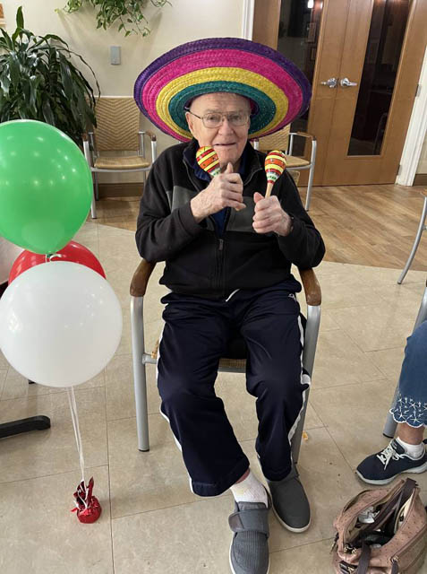 senior resident celebrating cinco de mayo