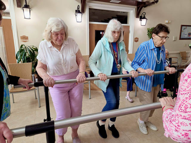 senior residents exercising