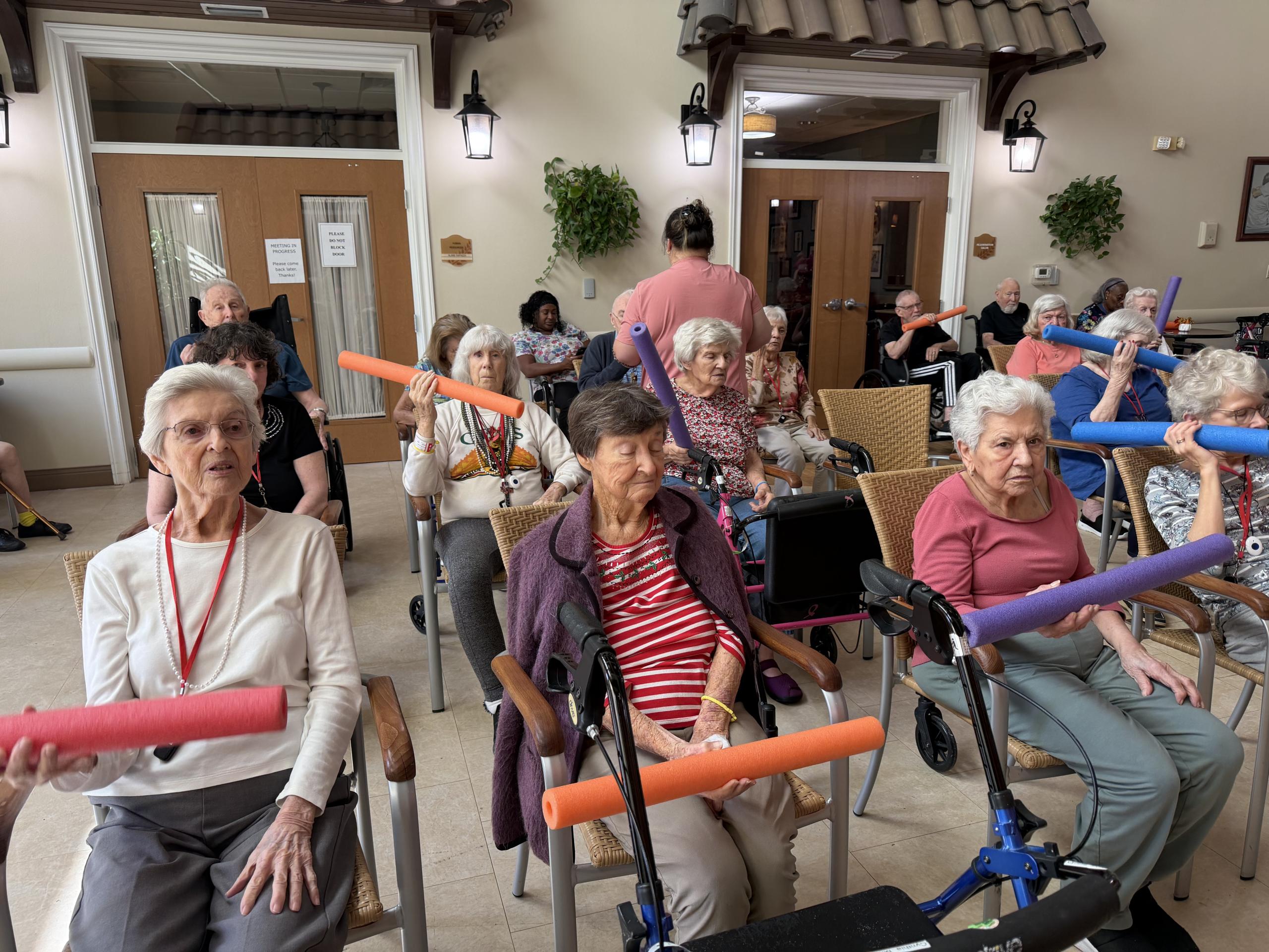 memory care residents exercising